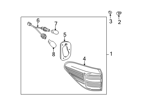 2011 Lexus RX350 Bulbs Lens & Body, Rear Combination Lamp Diagram for 81551-0E021