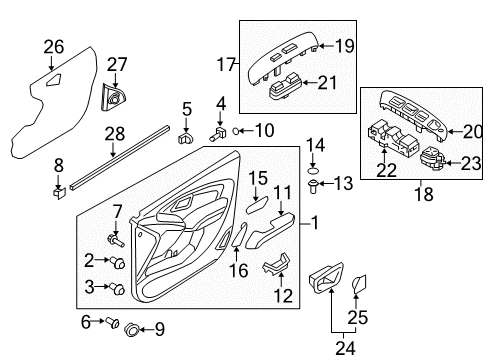 2013 Hyundai Tucson Front Door Power Window Main Switch Assembly Diagram for 93570-2S110-9P