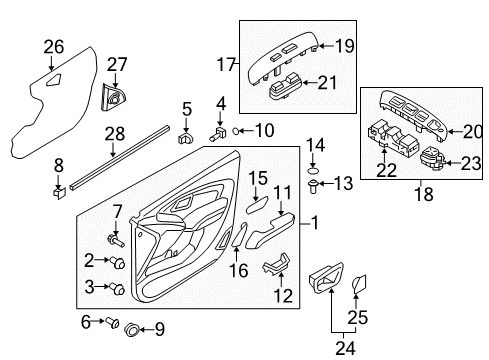 2013 Hyundai Tucson Front Door Power Window Assist Switch Assembly Diagram for 93575-2S100-9P