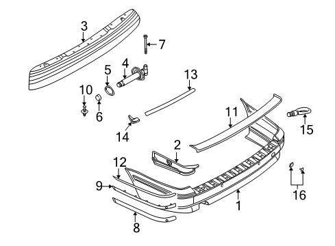 2003 BMW 540i Rear Bumper Bumper Guard, Primed, Rear Left Diagram for 51127005881