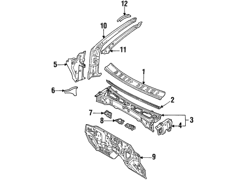 1995 Toyota 4Runner Cowl End Panel Diagram for 55713-89105