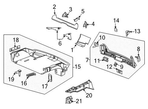 2007 Cadillac XLR Rear Body Panel, Floor & Rails Rear Floor Pan Bracket Diagram for 10255639