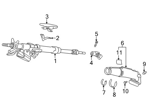 1997 Honda Civic Steering Column & Wheel, Steering Gear & Linkage Column Assembly, Steering Diagram for 53200-S01-A02