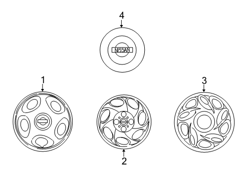 1998 Nissan Altima Wheel Covers & Trim Chrome Wheel Covers, SENTRA '95 & Later Diagram for 999W1-LG004