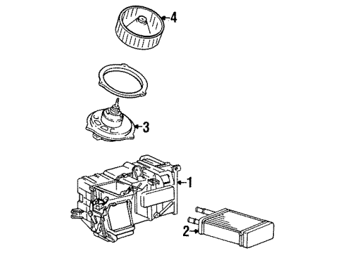 1984 Toyota Corolla Heater Components Unit Sub-Assy, Heater Radiator Diagram for 87107-12290