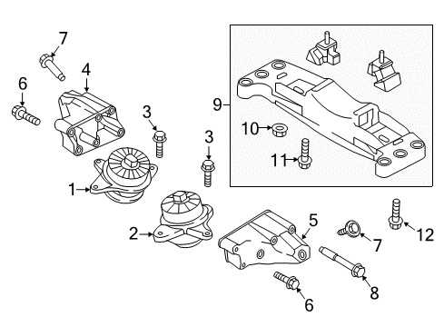 2015 Kia K900 Engine & Trans Mounting Engine Support Bracket, Right Diagram for 21815-3M350