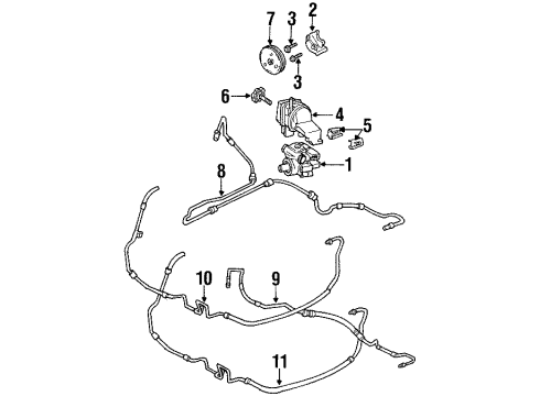 2001 Oldsmobile Aurora P/S Pump & Hoses, Steering Gear & Linkage Hose Asm-P/S Gear Outlet Diagram for 25725778