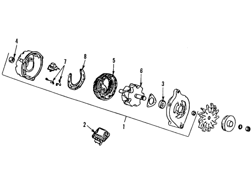 1991 Mercury Tracer Alternator Pulley Diagram for FOCZ-10344-C