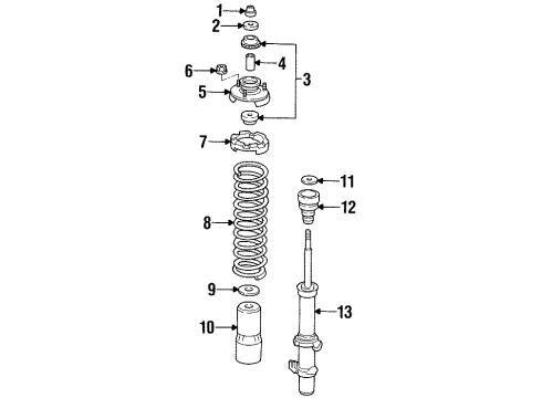 1997 Acura CL Struts & Components - Front Nut, Front Shock Absorber Flange (10Mm) Diagram for 90304-SM4-000