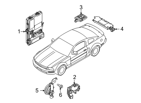 2011 Ford Mustang Anti-Theft Components Horn Diagram for DG9Z-13832-E