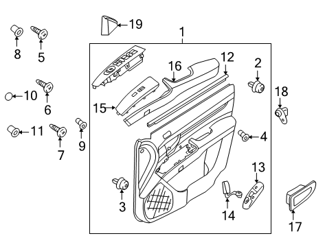 2010 Hyundai Santa Fe Front Door Power Window Sub-Switch Assembly Diagram for 93575-2B000-BS