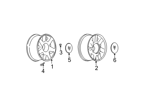 2004 Cadillac DeVille Wheels, Covers & Trim Wheel Rim-17X7.5 Aluminum (Painted) Diagram for 9594397