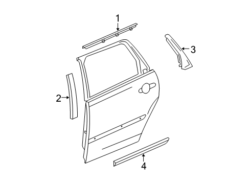 2004 Chevrolet Malibu Exterior Trim - Rear Door Applique Asm-Rear Side Door Window Frame Rear RH Diagram for 10390512