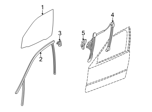 2003 BMW 325i Front Door Window Guide, Left Front Door Diagram for 51338266123