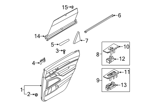 2020 Kia Telluride Rear Door Rear Power Window Switch Assembly Diagram for 93590S9200