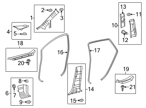 2009 Toyota Venza Interior Trim - Pillars, Rocker & Floor Cowl Trim Clip Diagram for 90467-A0025