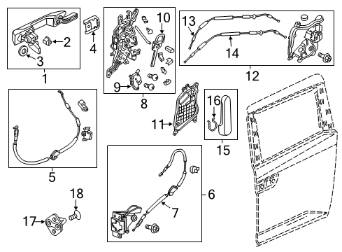 2015 Honda Odyssey Sliding Door Cont, L. *NH167L* Diagram for 72662-TK8-A31ZA