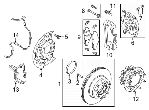 2019 Ford F-250 Super Duty Anti-Lock Brakes Caliper Retainer Kit Diagram for HC3Z-2C150-B