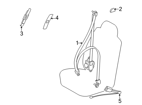 1999 Toyota Camry Front Seat Belts Cover, Shoulder Belt Anchor Diagram for 73237-AA010-B0