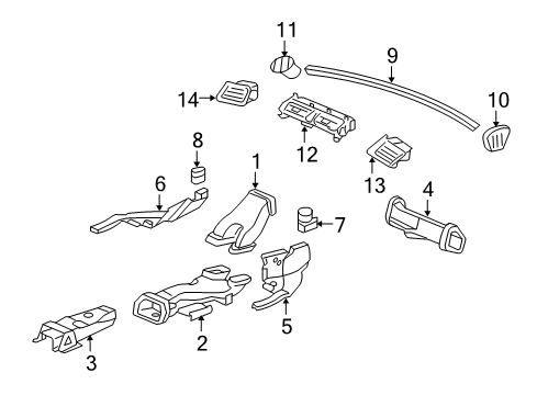 2011 Acura RL Ducts Outlet, Driver (Graphite Black) Diagram for 77620-SJA-A03ZB
