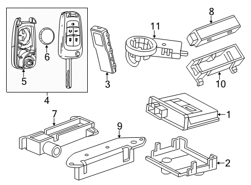 2014 Chevrolet Volt Keyless Entry Components Module Diagram for 13523343