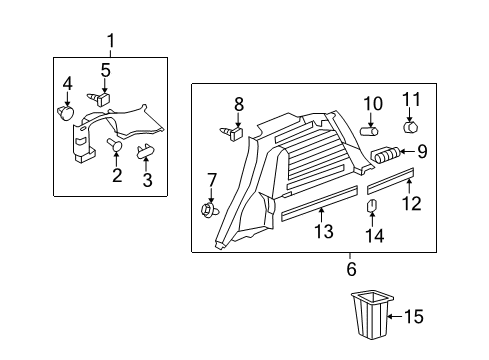 2008 Saturn Vue Interior Trim - Quarter Panels Plug, Body Lock Pillar Upper Trim Panel Bolt Hole Diagram for 96818644