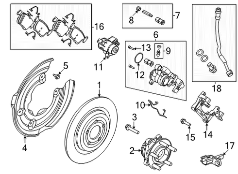 2021 Ford Mustang Mach-E Rear Brakes Caliper Support Diagram for JX6Z-2B511-F