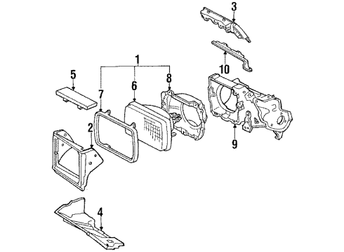 1985 Toyota Corolla Headlamps Bracket Sub-Assy, Retractable Headlamp, RH Diagram for 54110-12011