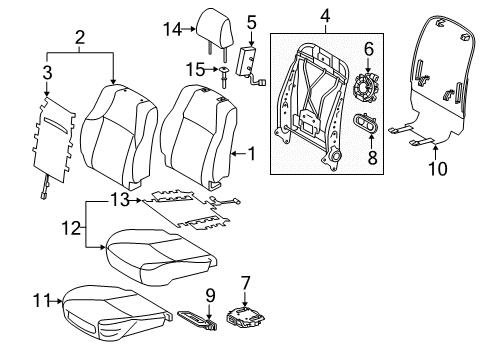 2016 Toyota 4Runner Driver Seat Components Seat Cushion Pad Diagram for 71502-35020