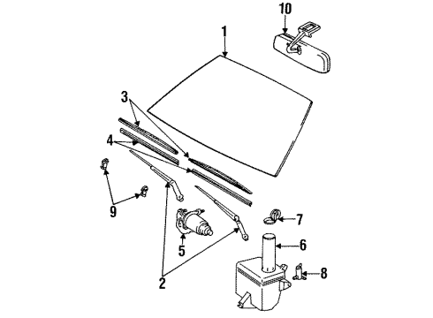 1985 Toyota Camry Windshield Glass Motor Assy, Windshield Wiper Diagram for 85110-32120