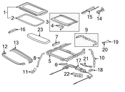 2006 Honda Pilot Sunroof Channel, Drain Diagram for 70240-SDA-A01