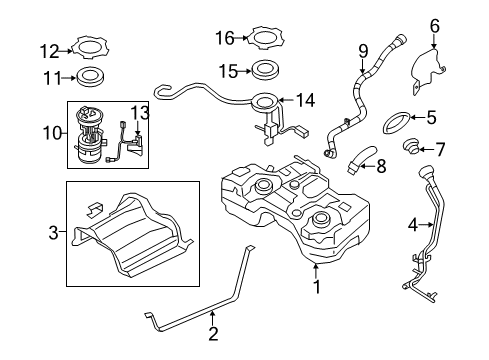 2015 Nissan Rogue Senders Fuel Tank Assembly Diagram for 17202-4BA0C