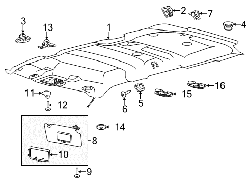 2012 Ford Explorer Interior Trim - Roof Headliner Diagram for BB5Z-7851944-AA