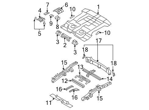 2007 Hyundai Santa Fe Rear Body & Floor Bracket Assembly-Rear Floor Diagram for 655352B000