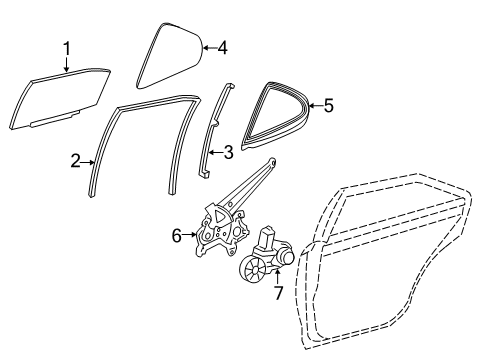 2021 Toyota Camry Rear Door Run Weatherstrip Diagram for 68142-06170