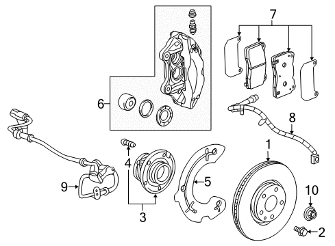 2020 Cadillac CT6 Anti-Lock Brakes Backing Plate Diagram for 84067896
