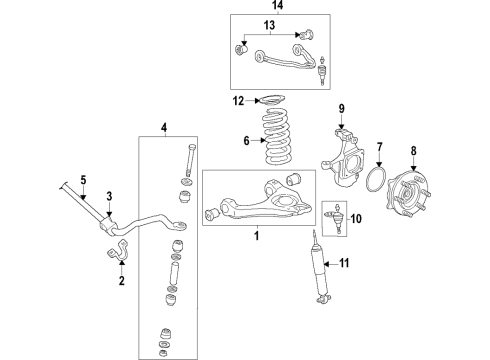 2021 Chevrolet Express 2500 Suspension Components, Lower Control Arm, Upper Control Arm, Stabilizer Bar Spring Lower Insulator Diagram for 25751134
