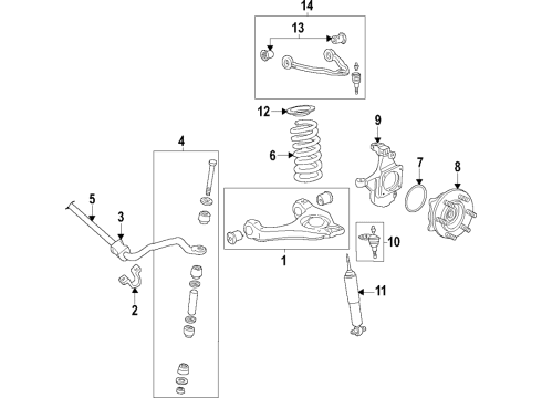 2021 Chevrolet Express 2500 Suspension Components, Lower Control Arm, Upper Control Arm, Stabilizer Bar Bushings Diagram for 23428561