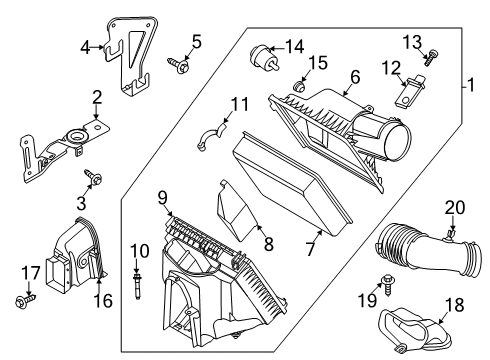 2021 Ford F-250 Super Duty Filters Air Inlet Tube Diagram for LC3Z-9B659-B