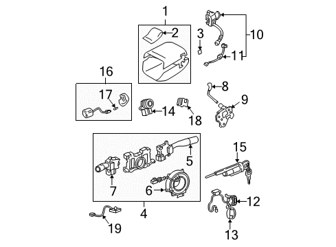 2004 Toyota Avalon Switches Cylinder & Keys Diagram for 69057-41040