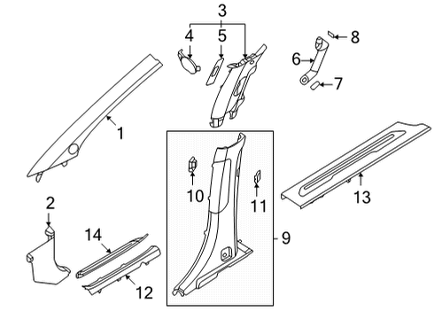 2022 Kia Carnival Interior Trim - Pillars COVER UPP GRIP-GET O Diagram for 858A6R0200BSU