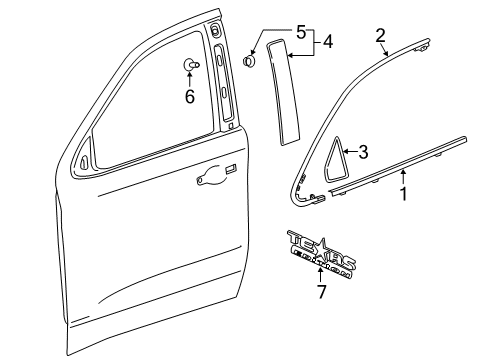 2019 Chevrolet Silverado 1500 Exterior Trim - Front Door Upper Molding Diagram for 84837702