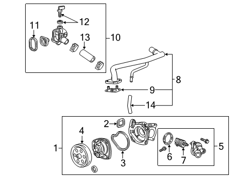 2015 Cadillac CTS Cooling System, Radiator, Water Pump, Cooling Fan Water Outlet Diagram for 25201459