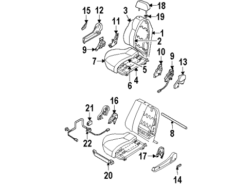 2002 Isuzu Rodeo Front Seat Components Pad Front Seat Cushio Diagram for 8-97230-437-1