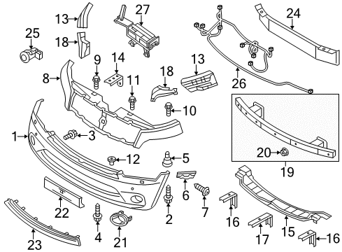 2014 Infiniti QX80 Front Bumper Bolt Diagram for 01121-N8051