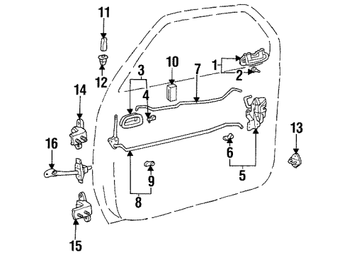 2001 Chevrolet Prizm Hardware Handle, Rear Side Door Outside *Black Diagram for 94857485