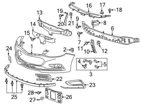 2016 Chevrolet Cruze Front Bumper Bumper Cover Diagram for 84190084