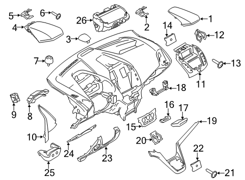 2014 Ford Transit Connect Cluster & Switches, Instrument Panel Center Bezel Diagram for DT1Z-6104302-AB