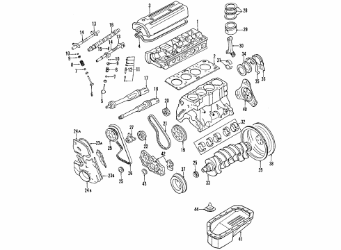 1991 Hyundai Sonata Engine Parts, Mounts, Cylinder Head & Valves, Camshaft & Timing, Oil Pan, Oil Pump, Balance Shafts, Crankshaft & Bearings, Pistons, Rings & Bearings Screw-Rocker Arm Adjusting Diagram for 24534-21304
