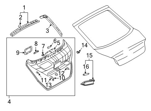 2008 Hyundai Tiburon Interior Trim - Lift Gate Screw-Tapping Diagram for 1249206187B